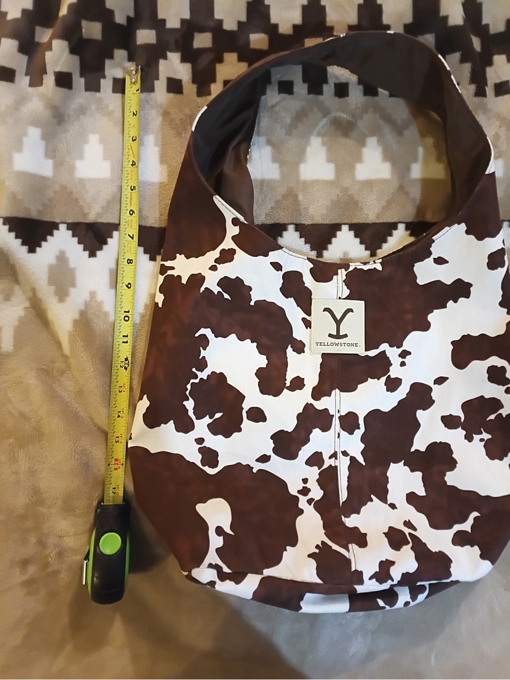 YellowStone Cow Print Hobo Bag in Brown and White